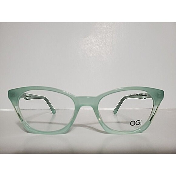 Womens OGI Seafoam Green Cat Eyeglasses Frames & Case 49-18-140 Japan Never Worn - Picture 1 of 10